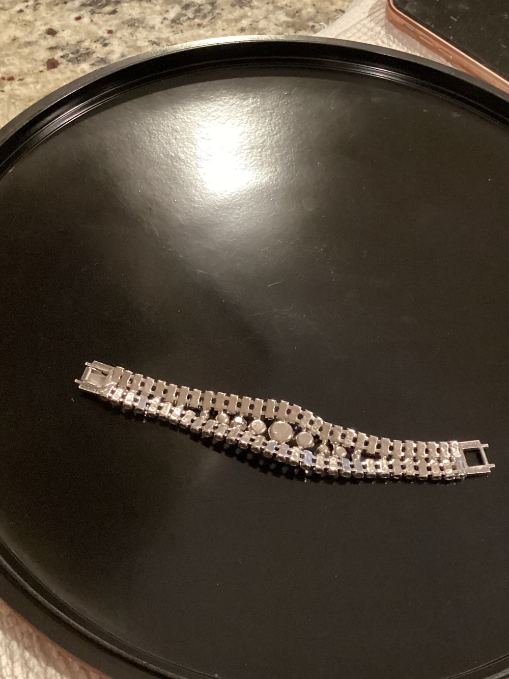 Crystal Rhinestone Tennis Bracelet - Silver Tone - Picture 2 of 2